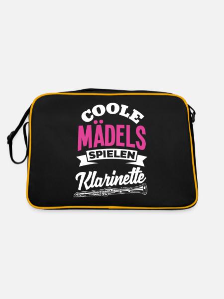 Coole Mädels spielen Klarinette - Retro Tasche - Schwarz/Gold - Hinten