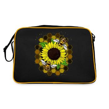 Hippie des abeilles de tournesol - Sac Retro - noir/or - Dos