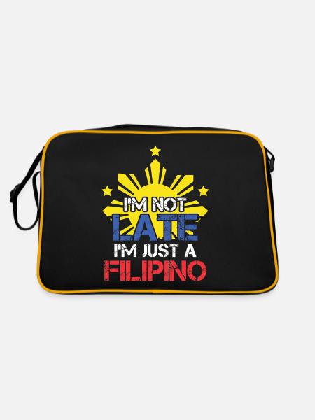 Funny Pinoy Punctuality Philippines Filipino - Retro Bag - black/gold - Back