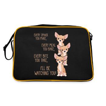 Chien affamé maman chiot mère chihuahua - Sac Retro - noir/or - Dos