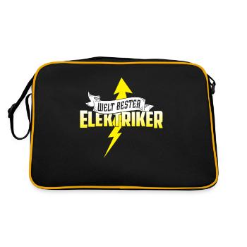 Weltbester Elektriker mit Pfeil - Retro Tasche - Schwarz/Gold - Hinten