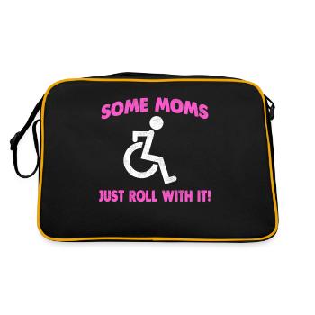 Lustig Gehbehinderten Rollstuhlfahrerin Mom Shirt - Retro Tasche - Schwarz/Gold - Hinten