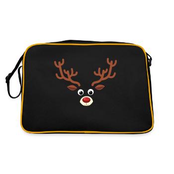 Christmas Reindeer Face - Red Nose Rudolph Rentier - Retro Tasche - Schwarz/Gold - Hinten