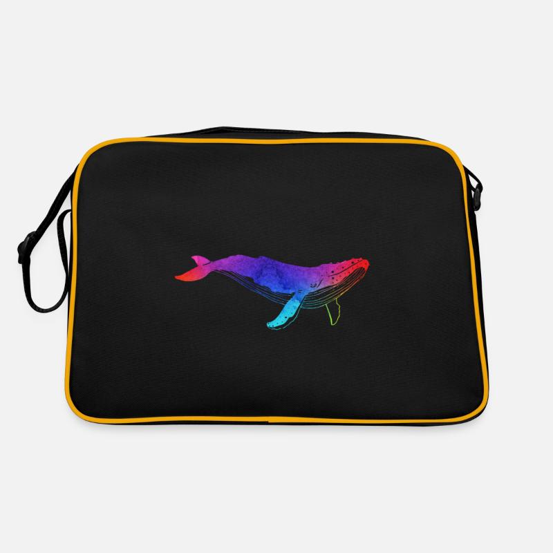 Buckelwahl Humpback Whale - Retro Tasche - Schwarz/Gold