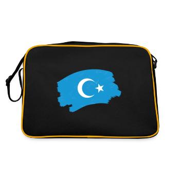Uyghur flag white crescent blue background - Retro Bag - black/gold - Back