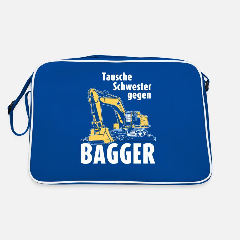 Tausche Schwester gegen Bagger Baggerfahrer Retro Tasche