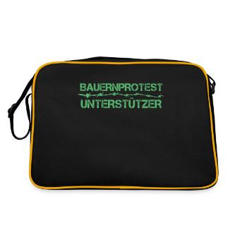 Bauer Landwirt Bauernprotest Protest Demonstration - Retro Tasche - Schwarz/Gold - Hinten