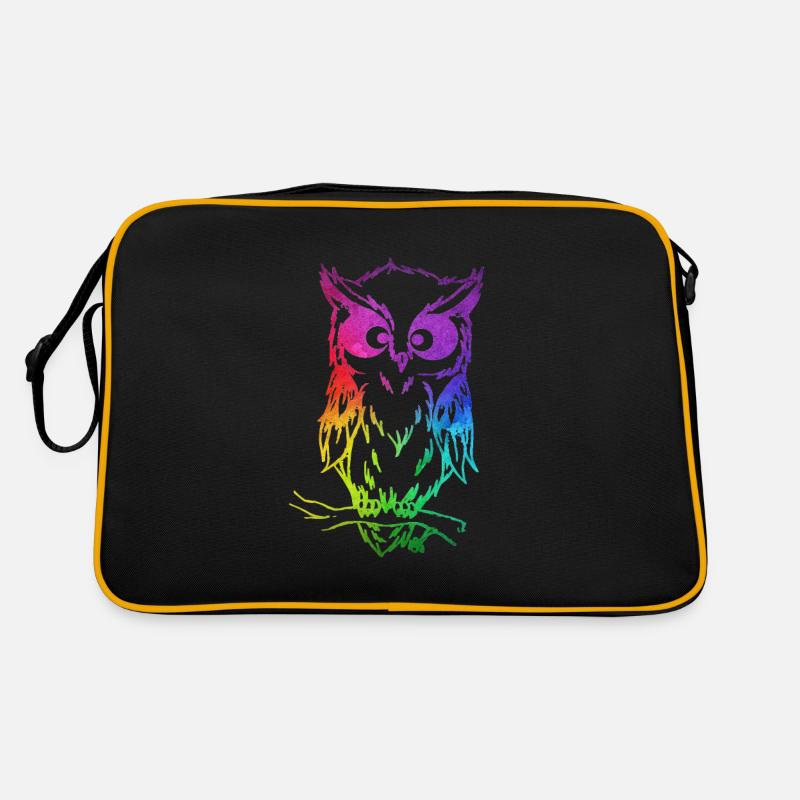 Chouette colorée mignonne - Sac Retro - noir/or