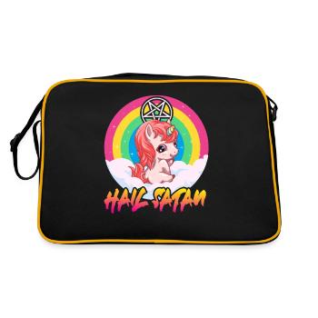 Hail Satan unicorn satanist 666 atheist humor - Retro Bag - black/gold - Back