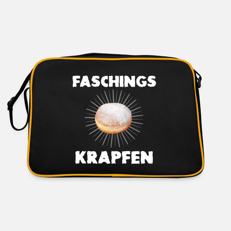 Faschingskrapfen Krapfenliebe Krapfen - Retro Tasche - Schwarz/Gold