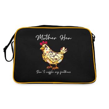 Hühner Mutter Henne kräuselt nicht meine Federn - Retro Tasche - Schwarz/Gold - Hinten