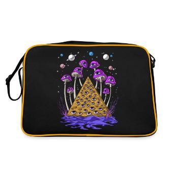 Psychedelische ägyptische Pyramiden-Psilocybin-Pilze - Retro Tasche - Schwarz/Gold - Hinten