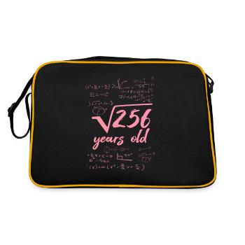 16 Jahre alt 16. Geburtstag Wurzel aus 256 Mathe - Retro Tasche - Schwarz/Gold - Hinten