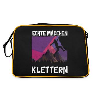 Klettern Berge Klettersport Mädchen Kletterin - Retro Tasche - Schwarz/Gold - Hinten