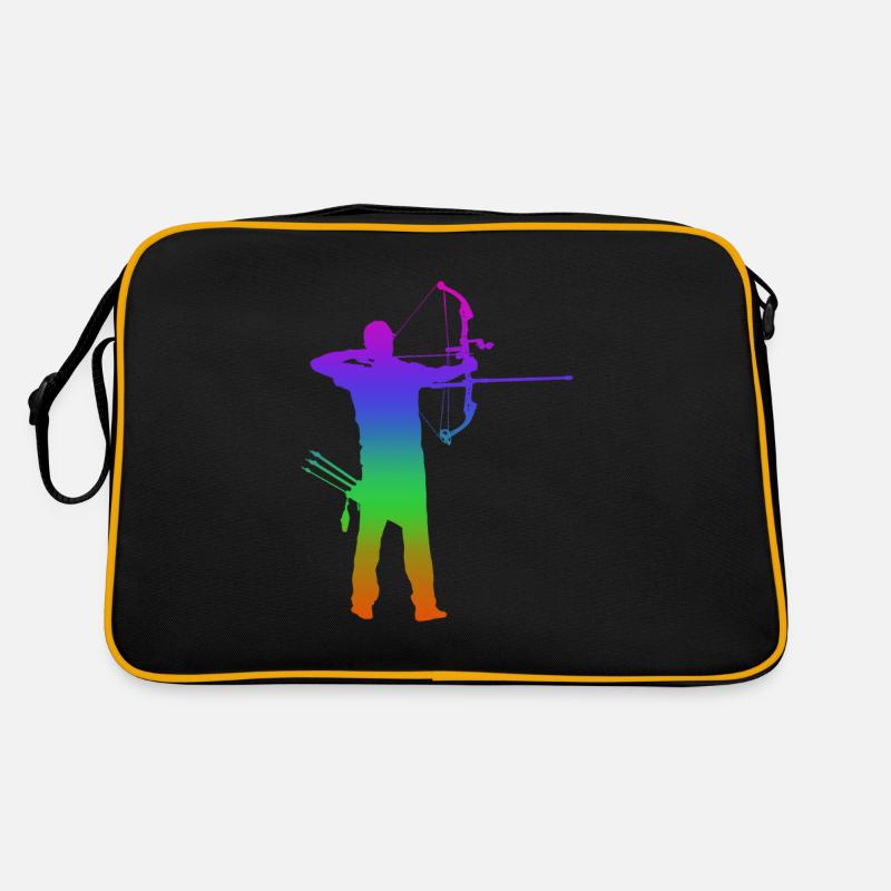 Tir à l’arc Arc Arc-en-ciel Silhuette - Sac Retro - noir/or