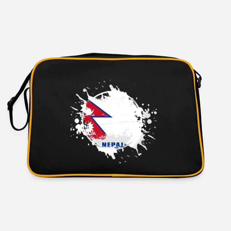 Nepal flag with blob - Retro Bag - black/gold