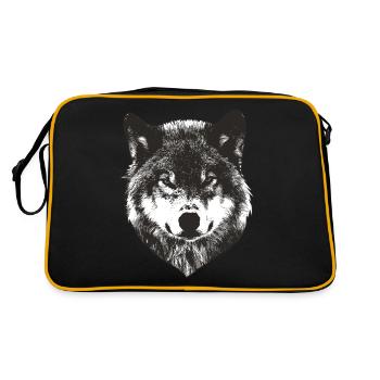 Wolf Face - Retro Tasche - Schwarz/Gold - Hinten