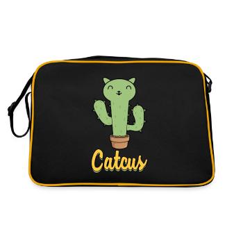 Catcus cat cactus cute pet kitty gift - Retro Bag - black/gold - Back