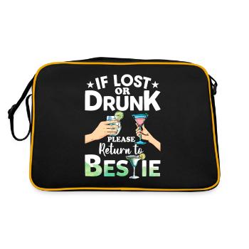 If Lost Or Drunk Please Return To Bestie Funny - Retro Tasche - Schwarz/Gold - Hinten