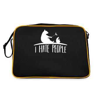 i hate people camping camper bear gift - Retro Bag - black/gold - Back
