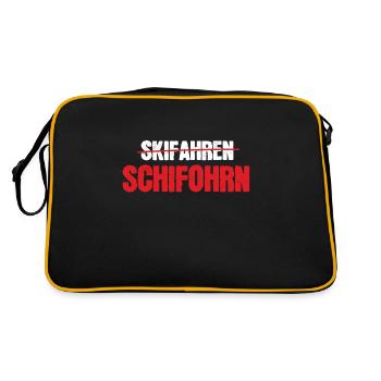 Schifohrn Schifoan Skifahren Österreicher dialekt - Retro Tasche - Schwarz/Gold - Hinten