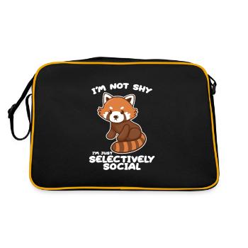 Panda rouge pas timide, juste sélectif social - Sac Retro - noir/or - Dos