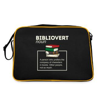 Bibliovert Bücher Humor Leseratte Bücherwurm Humor - Retro Tasche - Schwarz/Gold - Hinten