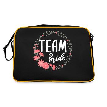 Team Bride Braut Junggesellenabschied Gruppenshirt - Retro Tasche - Schwarz/Gold - Hinten