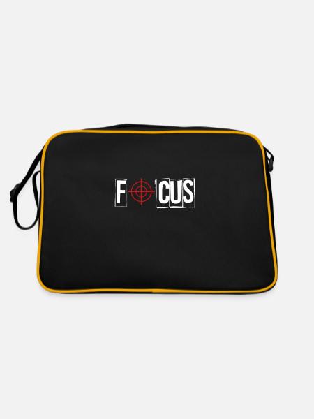 Focus Fadenkreuz Konzentration auf's Wichtige - Retro Tasche - Schwarz/Gold - Hinten