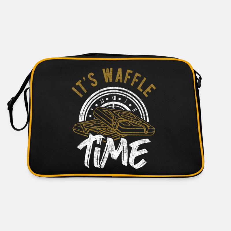 Waffel - Retro Tasche - Schwarz/Gold