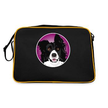 Chien Border Collie cool - Sac Retro - noir/or - Dos