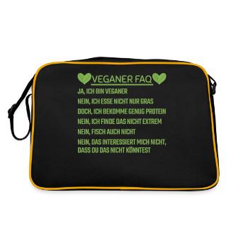 Lustiger Veganer Spruch Vegan Geschenkidee Damen - Retro Tasche - Schwarz/Gold - Hinten