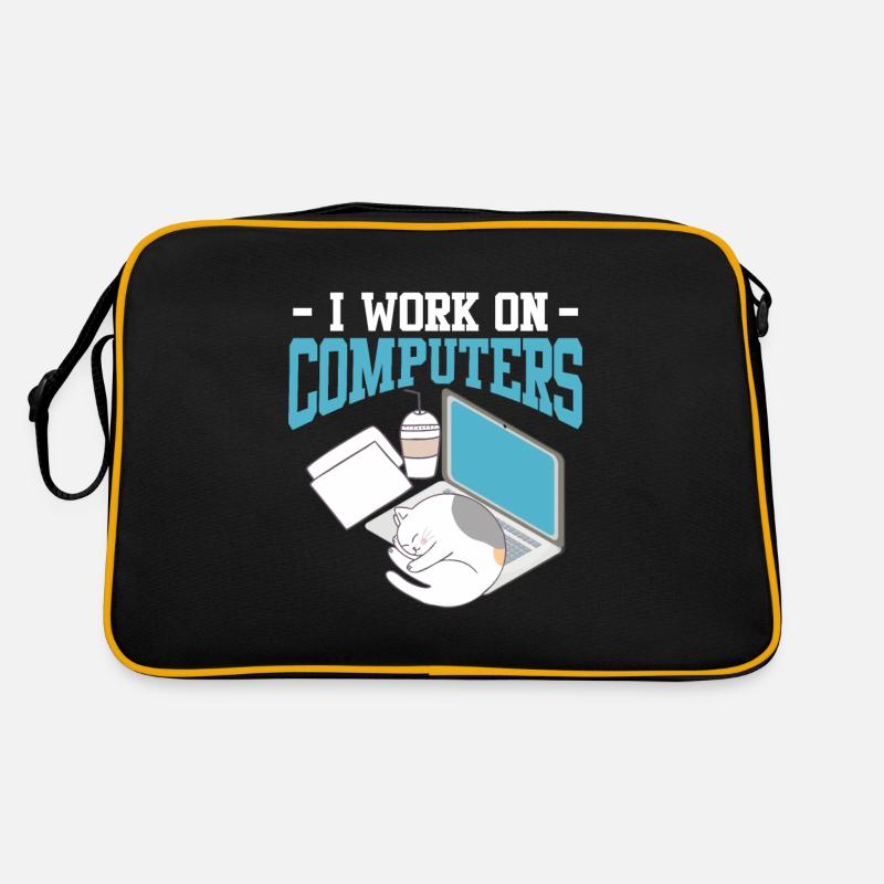 Computer science cat gambler nerd programmer Retro Bag