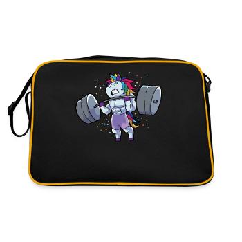 Unicorn Weightlifting Deadlift Fitness Gym Einhorn - Retro Tasche - Schwarz/Gold - Hinten