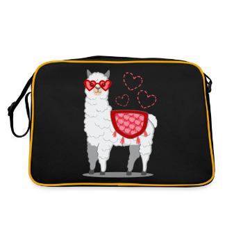Cadeau d'alpaga lama pour femmes, hommes et enfants - Sac Retro - noir/or - Dos