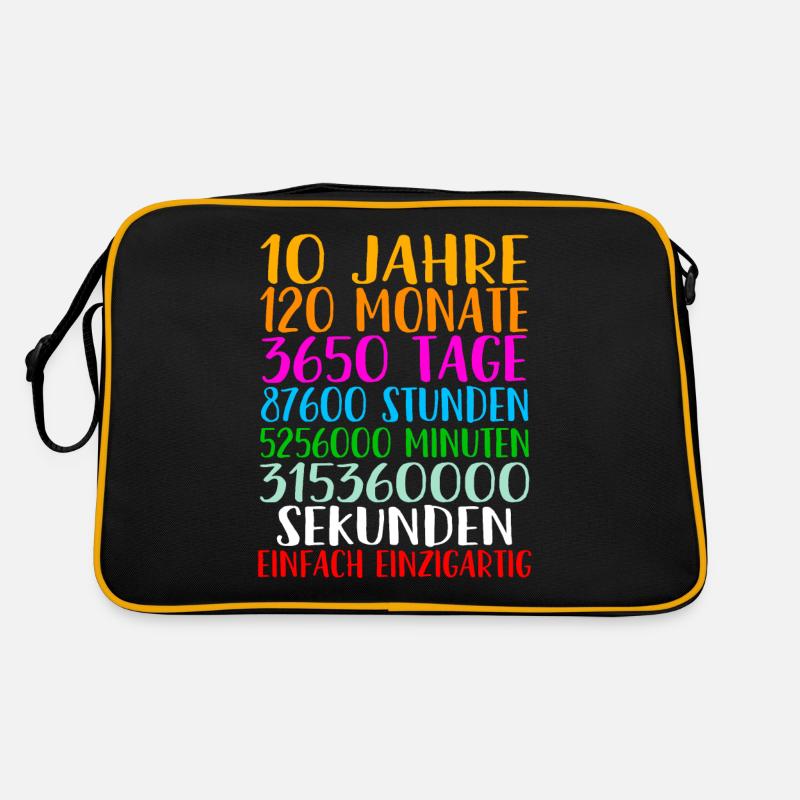10. Geburtstag Geschenkidee Bday Spruch Geschenk - Retro Tasche - Schwarz/Gold