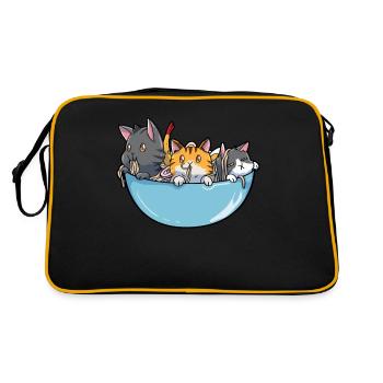 Anime Ramen Cat - Retro Bag - black/gold - Back