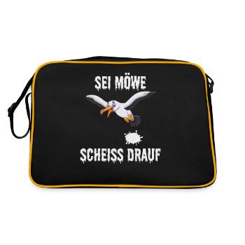 Sei Moewe scheiss drauf - Retro Tasche - Schwarz/Gold - Hinten
