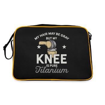 Knee Prosthesis Knee Surgery Prosthesis Saying - Retro Bag - black/gold - Back