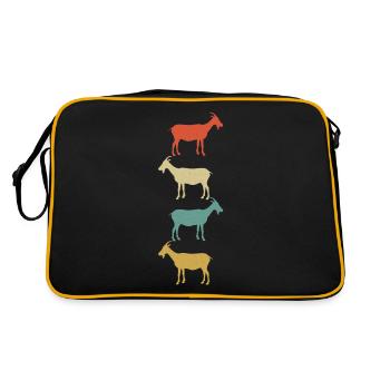 Ziege Ziegenbock Bunt - Retro Tasche - Schwarz/Gold - Hinten