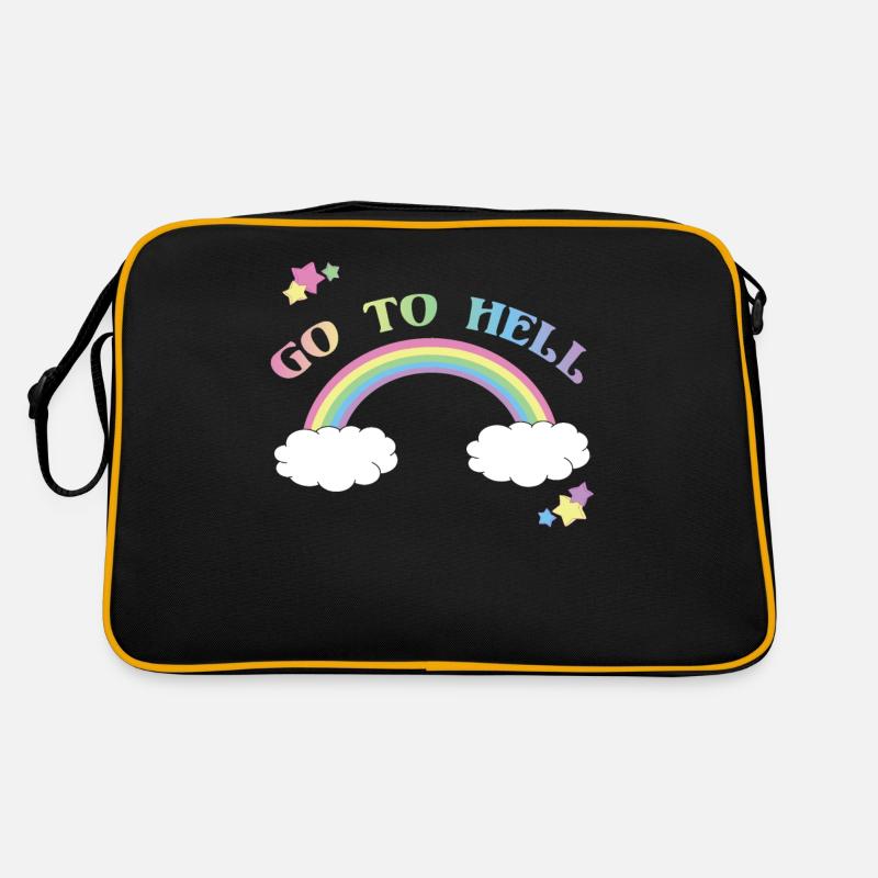 Fahr zur Hölle Regenbogen Retro Tasche