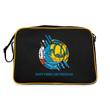 Saint Pierre et Miquelon rond signe pays couleur - Sac Retro - noir/or - Dos