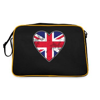 London UK Herz Heart Distressed GB Great Britain - Retro Tasche - Schwarz/Gold - Hinten