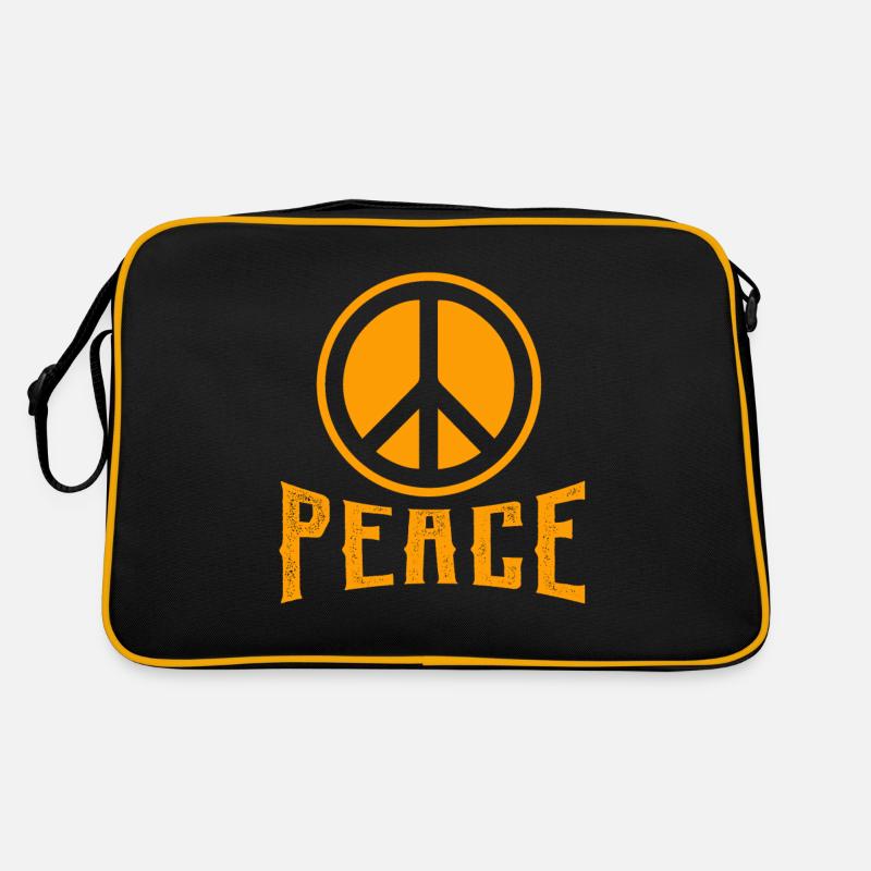 Signes de paix en orange - Sac Retro - noir/or