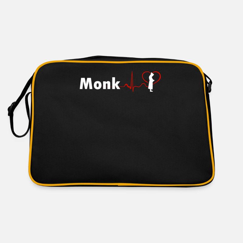 GREAT MONK HEARTBEAT DESIGN - Retro Tasche - Schwarz/Gold