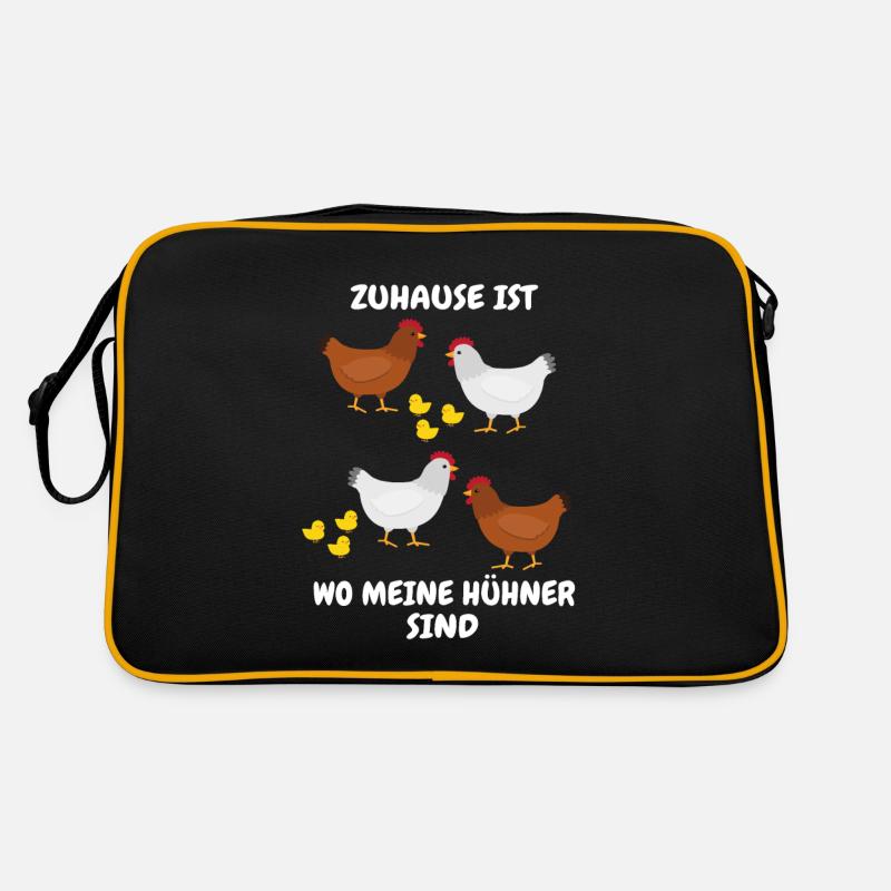Hühner - Retro Tasche - Schwarz/Gold