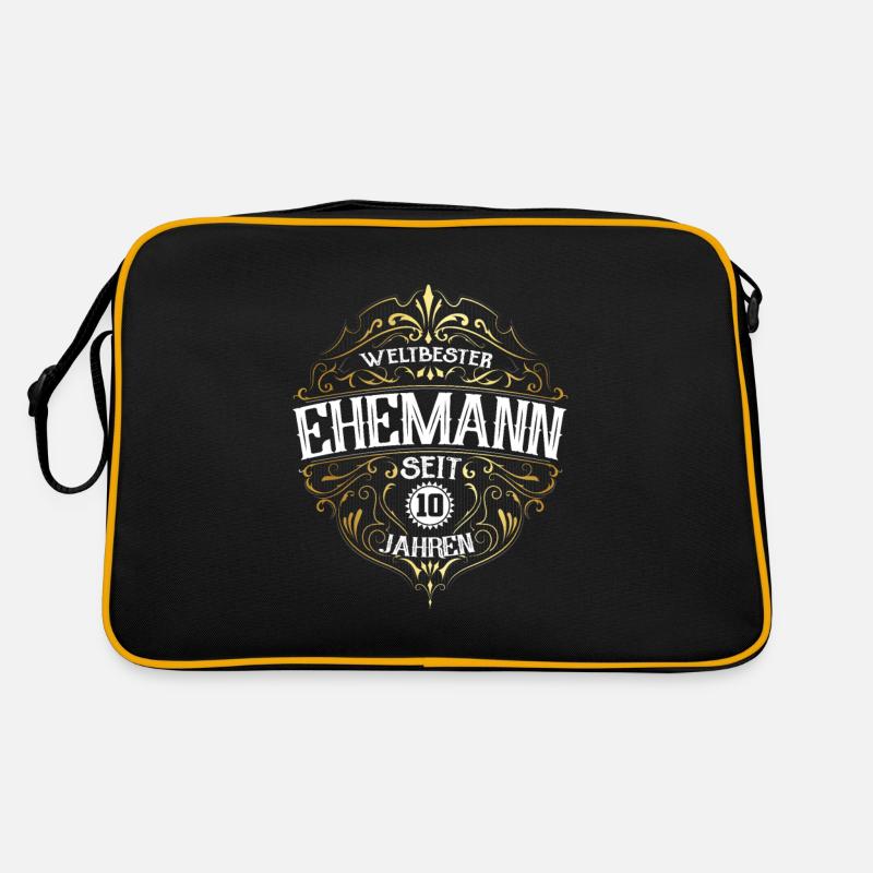 Familie Ehemann Weltbester seit 10 Jahren - Retro Tasche - Schwarz/Gold