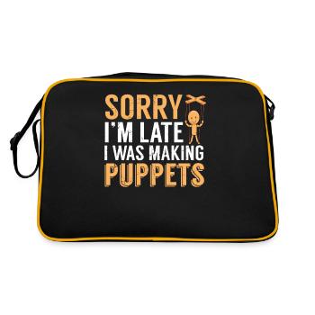 Funny Late I Was Making Puppets Comedians gift - Retro Bag - black/gold - Back