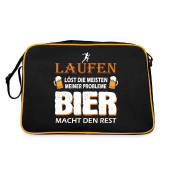 Laufen Läufer Lustige Lauf Sprüche - Retro Tasche - Schwarz/Gold - Hinten