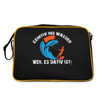 GENITIV INS WASSER WEIL ES DATIV IST - Retro Tasche - Schwarz/Gold - Hinten